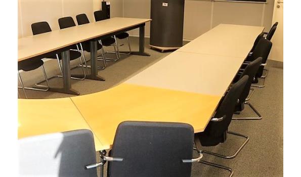 u-vormige conferentietafel compleet met 16 stoelen